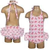 Lipstick w/ Name, Number - Ruffle Romper - Tiny Turnip