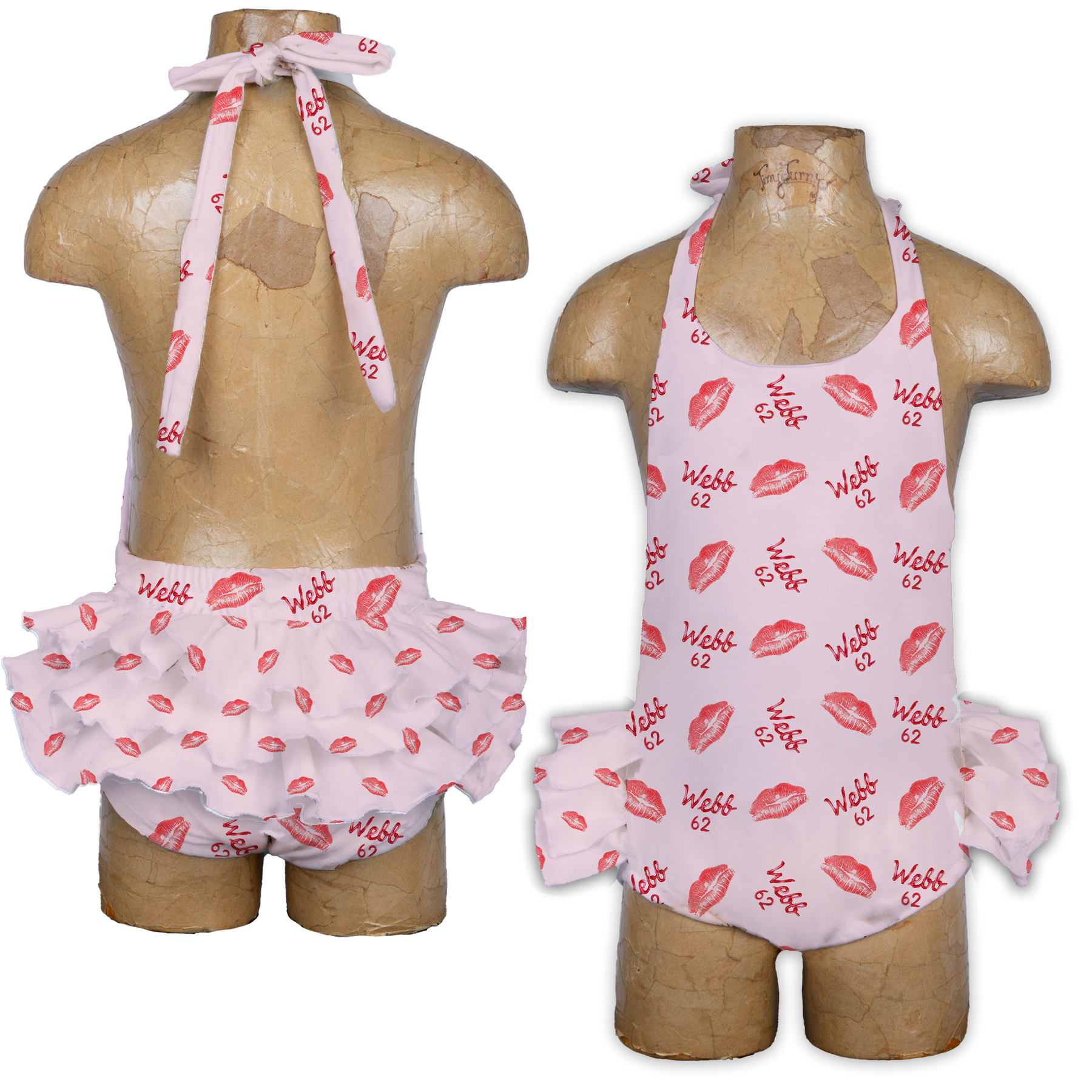 Lipstick w/ Name, Number - Ruffle Romper - Tiny Turnip