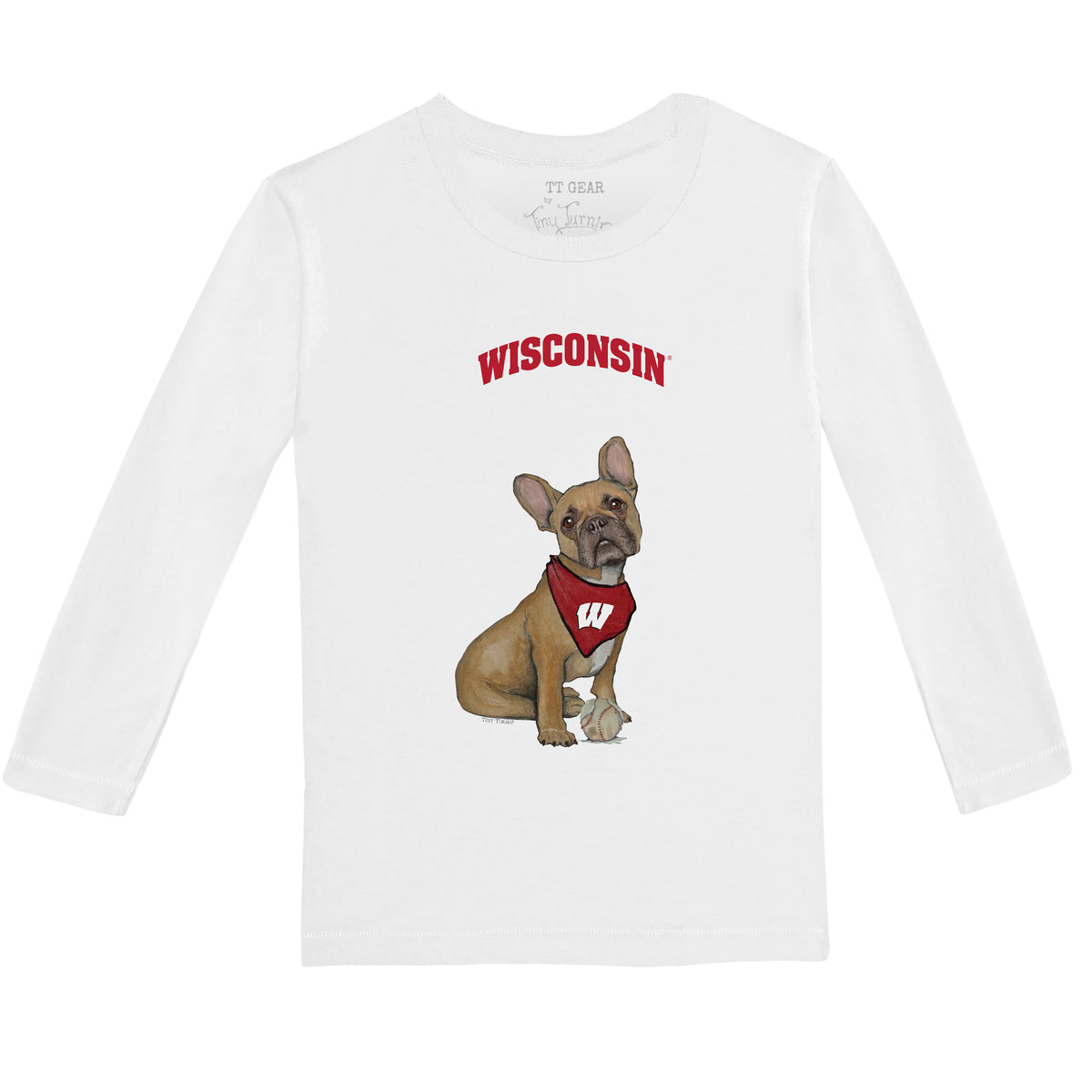 Wisconsin Badgers French Bulldog Long-Sleeve Tee Shirt