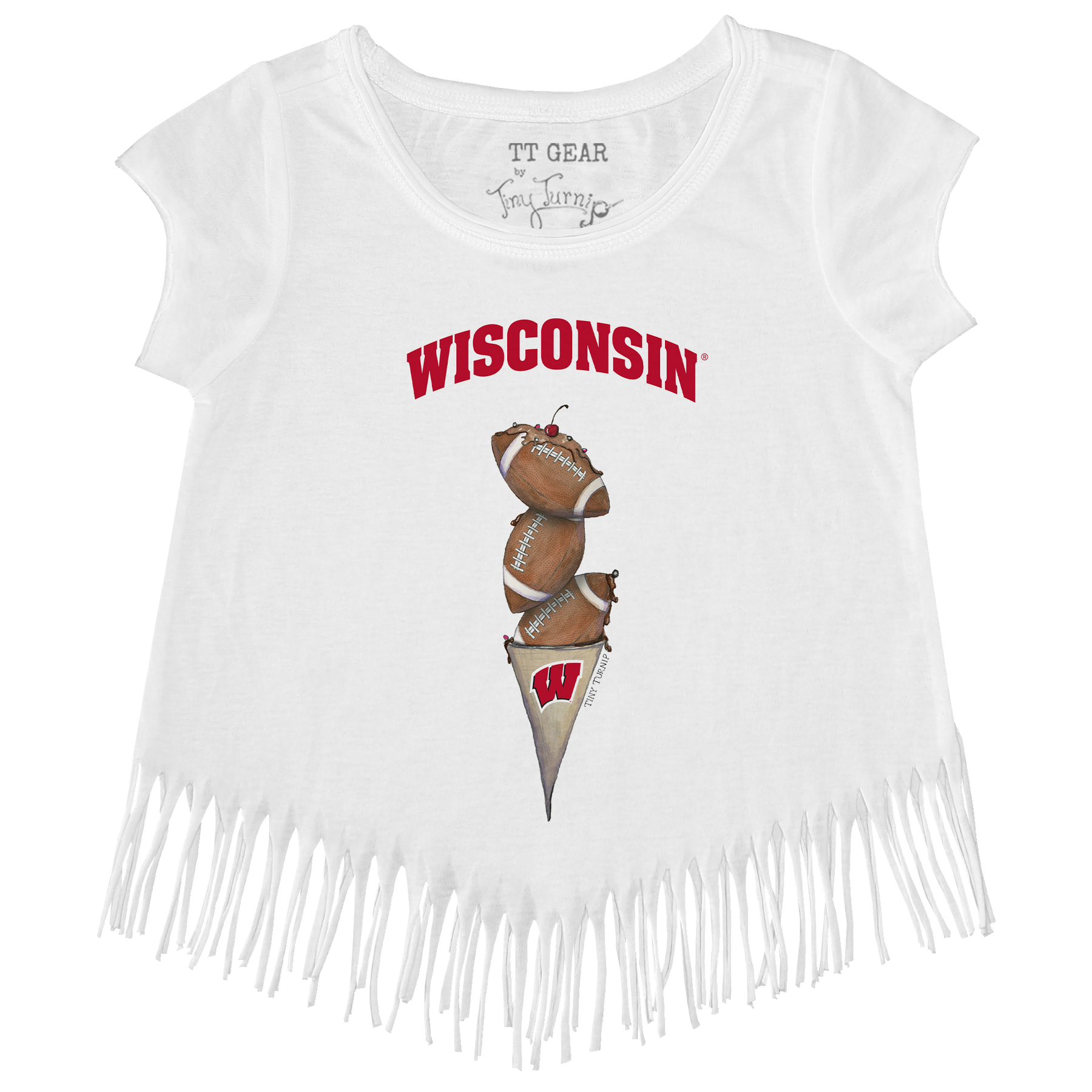 Wisconsin Badgers Football Triple Scoop Fringe Tee