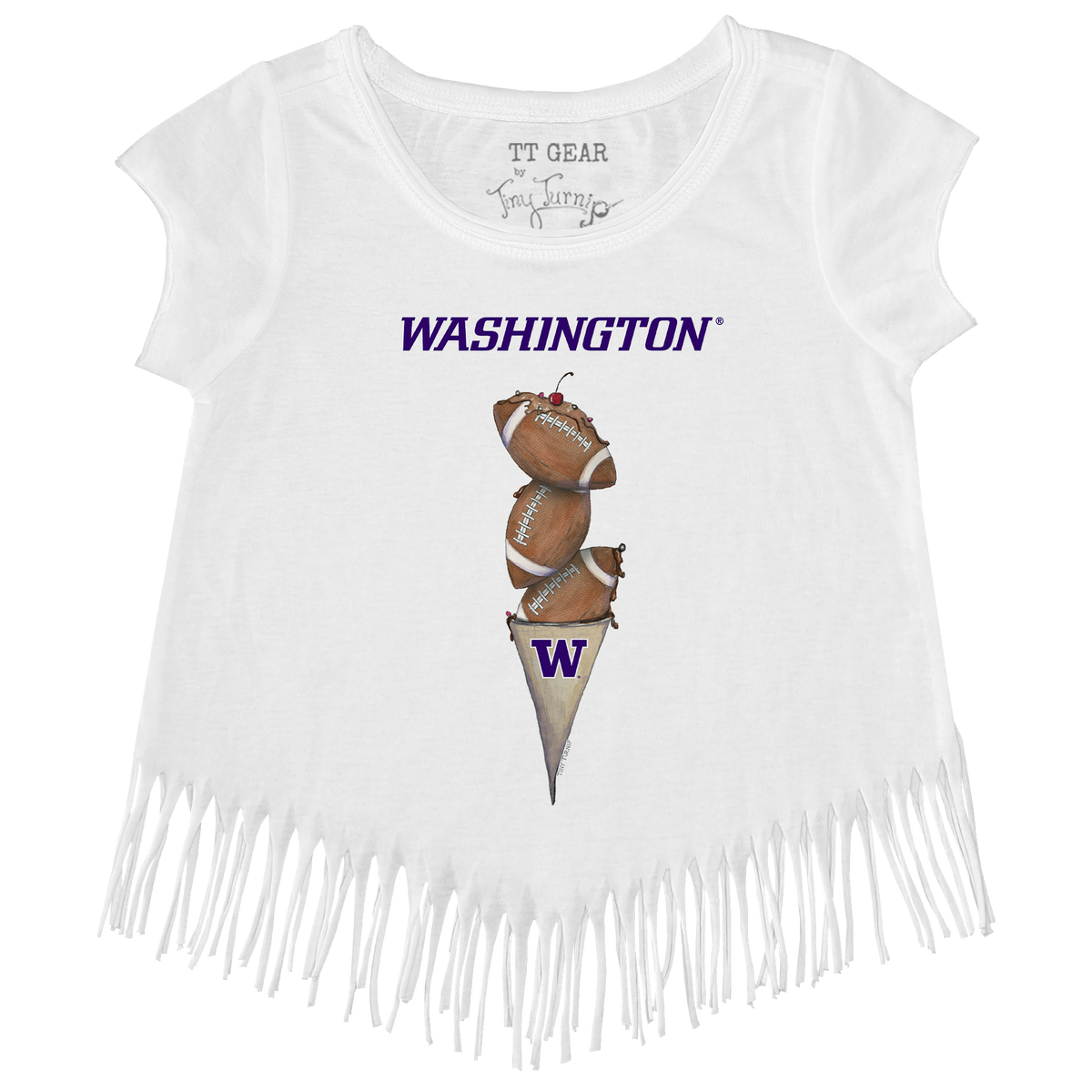 Washington Huskies Football Triple Scoop Fringe Tee