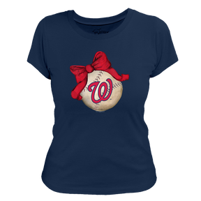 Washington Nationals Baseball Bow Tee Shirt
