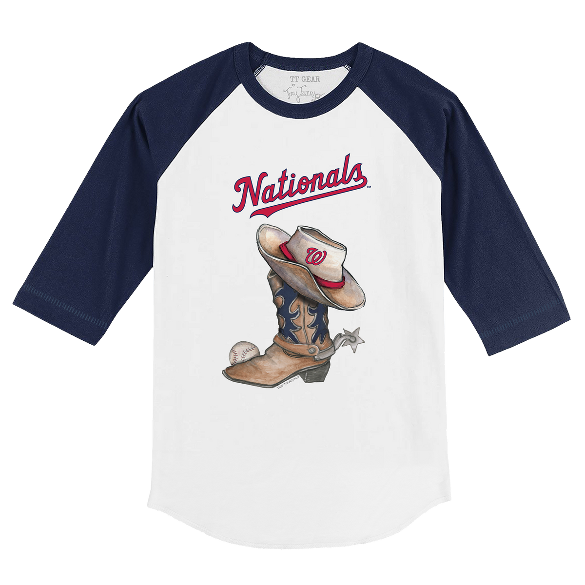 Washington Nationals Cowboy Boot 3/4 Navy Blue Sleeve Raglan