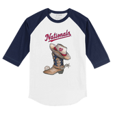 Washington Nationals Cowboy Boot 3/4 Navy Blue Sleeve Raglan