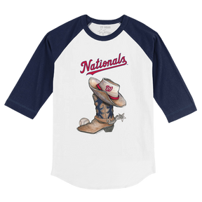 Washington Nationals Cowboy Boot 3/4 Navy Blue Sleeve Raglan