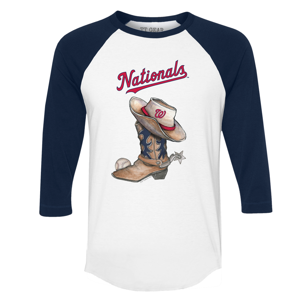 Washington Nationals Cowboy Boot 3/4 Navy Blue Sleeve Raglan