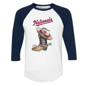 Washington Nationals Cowboy Boot 3/4 Navy Blue Sleeve Raglan