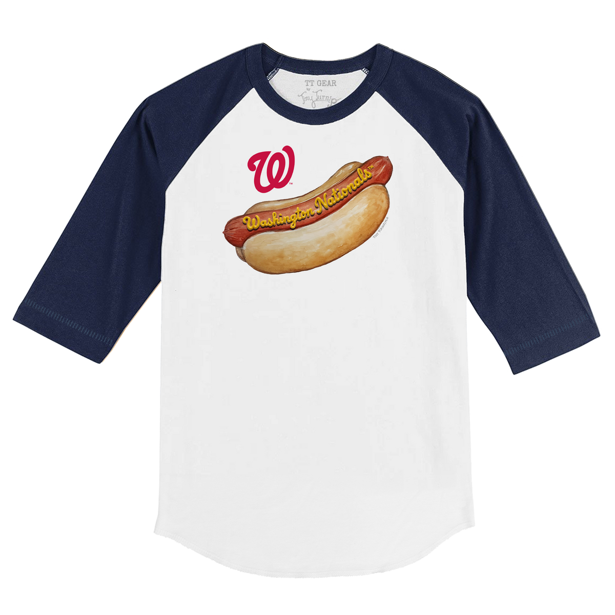 Washington Nationals Hot Dog 3/4 Navy Blue Sleeve Raglan