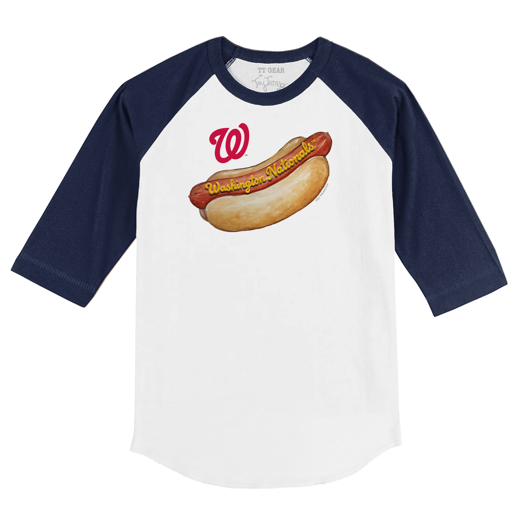 Washington Nationals Hot Dog 3/4 Navy Blue Sleeve Raglan