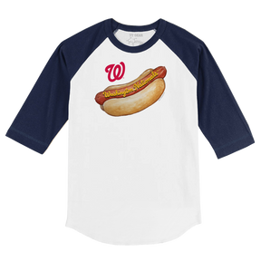 Washington Nationals Hot Dog 3/4 Navy Blue Sleeve Raglan