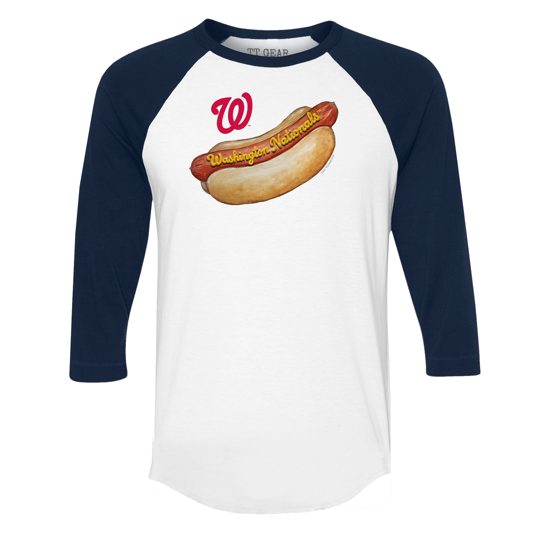 Washington Nationals Hot Dog 3/4 Navy Blue Sleeve Raglan