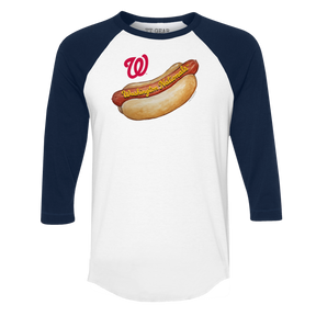 Washington Nationals Hot Dog 3/4 Navy Blue Sleeve Raglan
