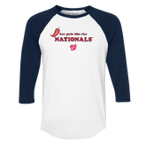 Washington Nationals Hot Girls 3/4 Navy Blue Sleeve Raglan