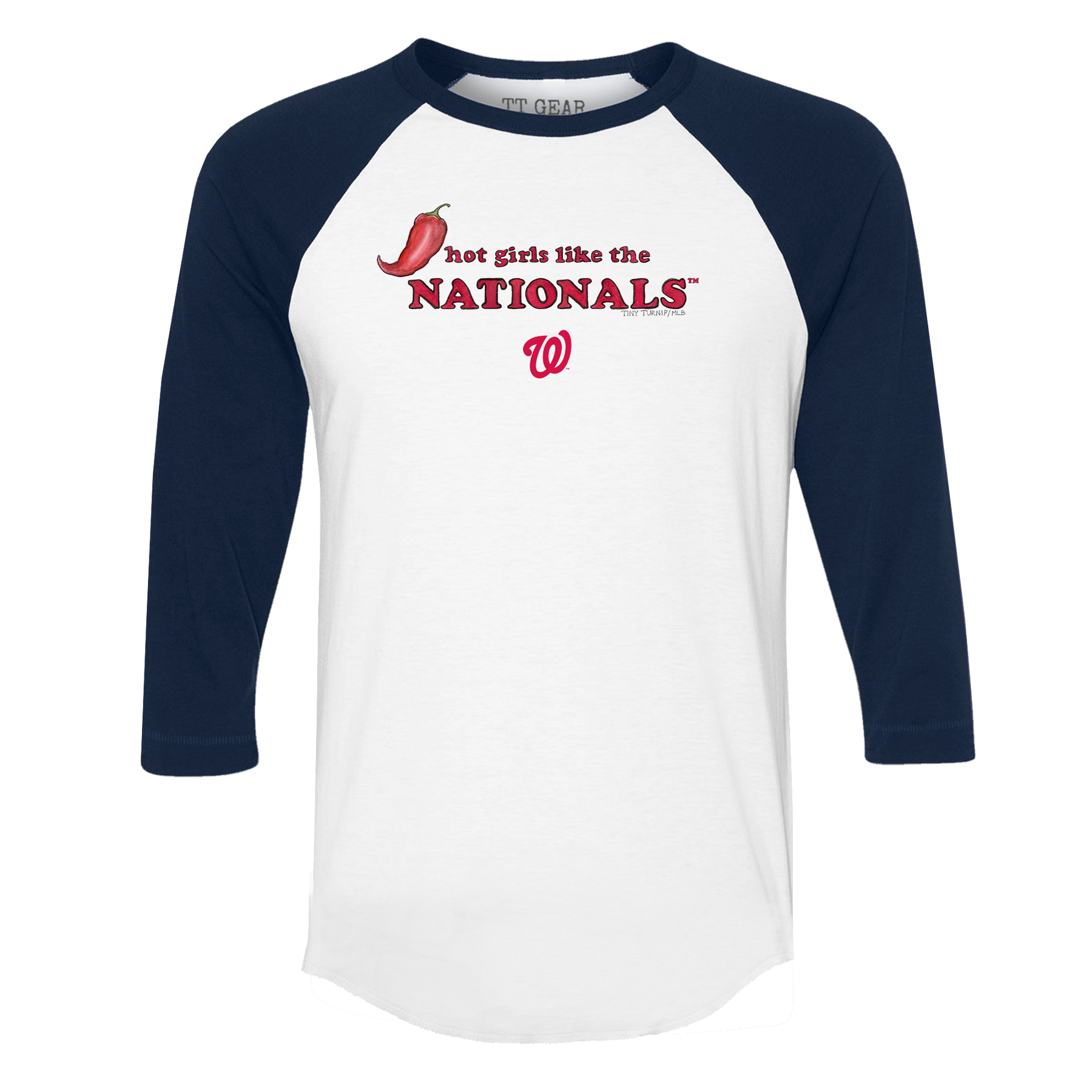 Washington Nationals Hot Girls 3/4 Navy Blue Sleeve Raglan