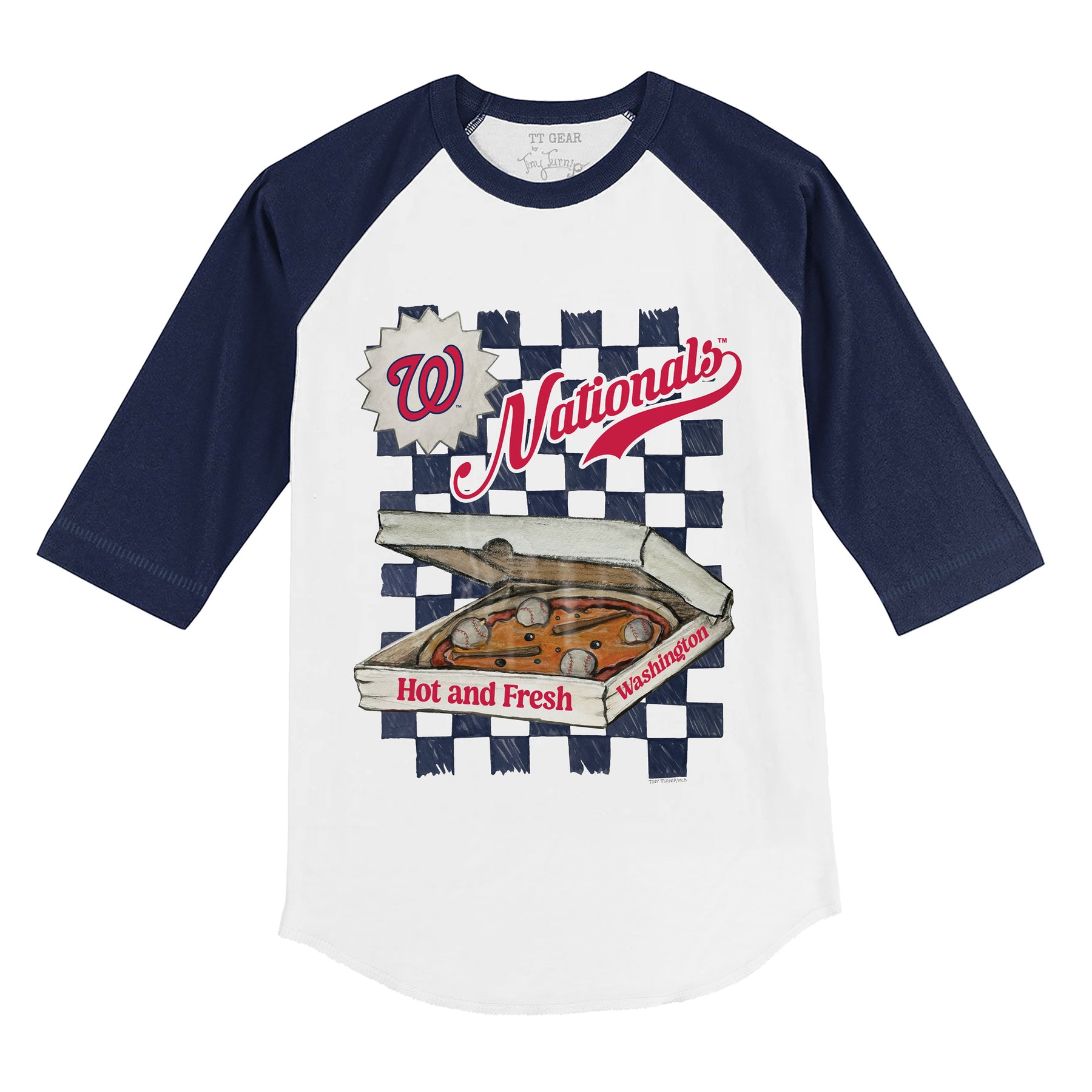 Washington Nationals Pizza 3/4 Navy Blue Sleeve Raglan