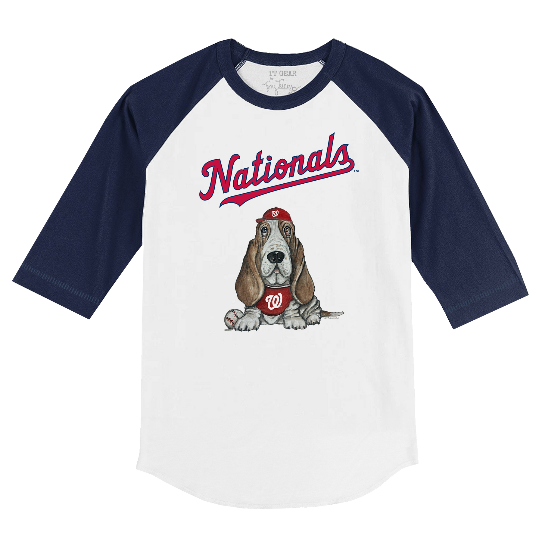 Washington Nationals Puddy 3/4 Navy Blue Sleeve Raglan - Tiny Turnip