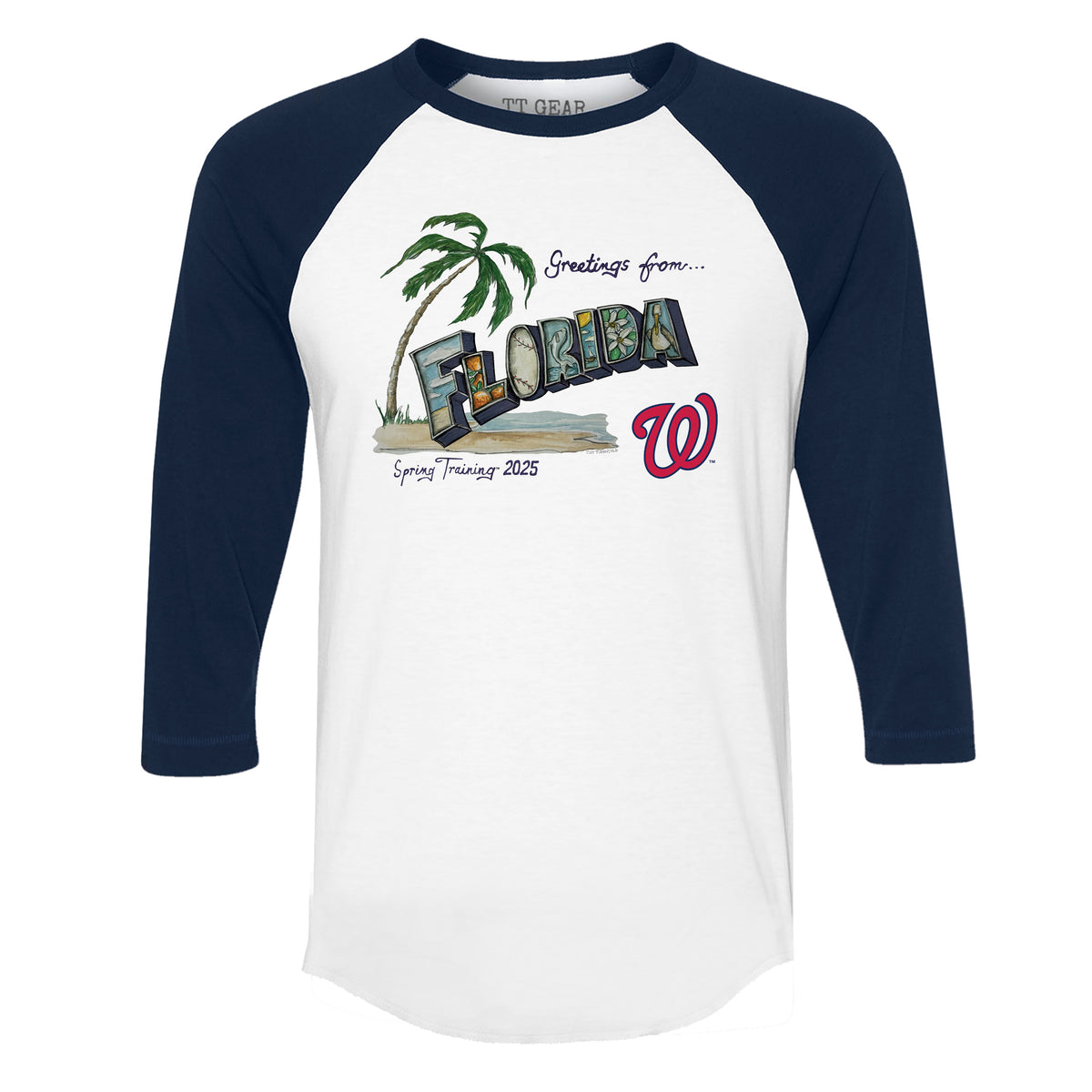 Washington Nationals Spring Training 2025 3/4 Navy Blue Sleeve Raglan