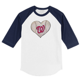 Washington Nationals Stitched Heart 3/4 Navy Blue Sleeve Raglan - Tiny Turnip