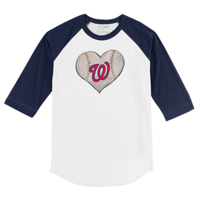Washington Nationals Stitched Heart 3/4 Navy Blue Sleeve Raglan - Tiny Turnip