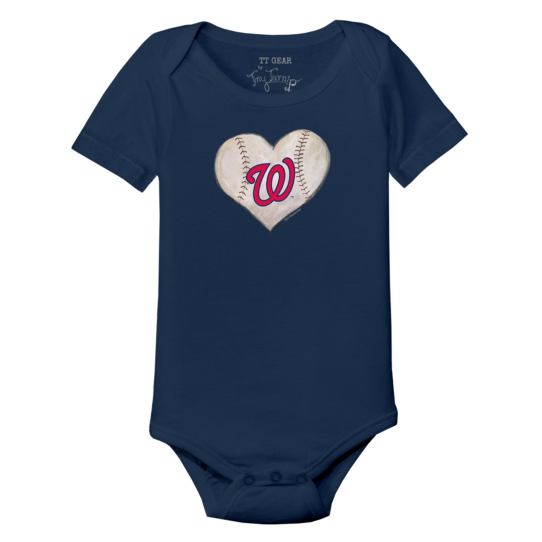 Washington Nationals Stitched Heart Short Sleeve Snapper - Tiny Turnip