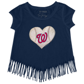 Washington Nationals Stitched Heart Fringe Tee - Tiny Turnip