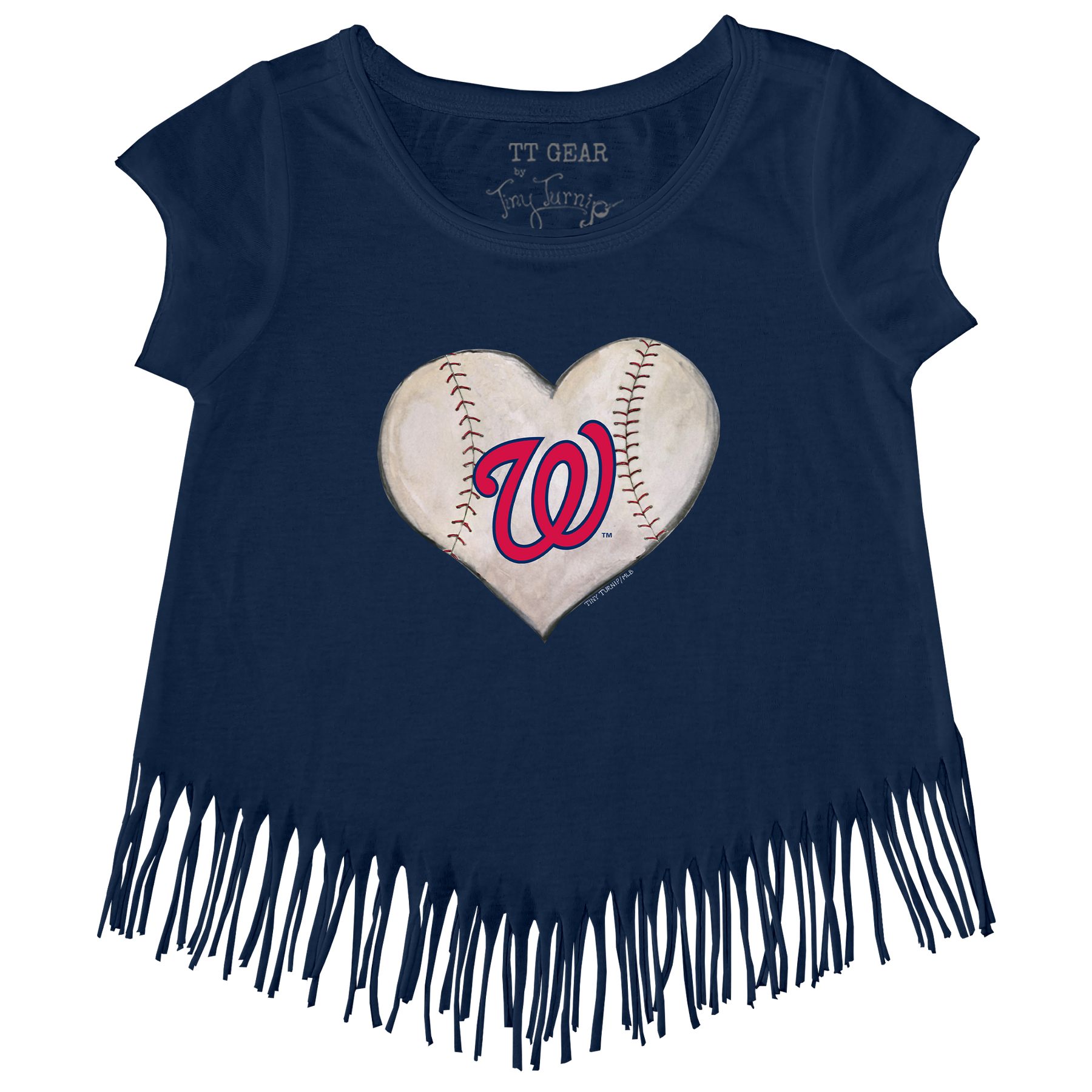 Washington Nationals Stitched Heart Fringe Tee - Tiny Turnip