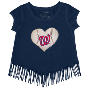 Washington Nationals Stitched Heart Fringe Tee - Tiny Turnip