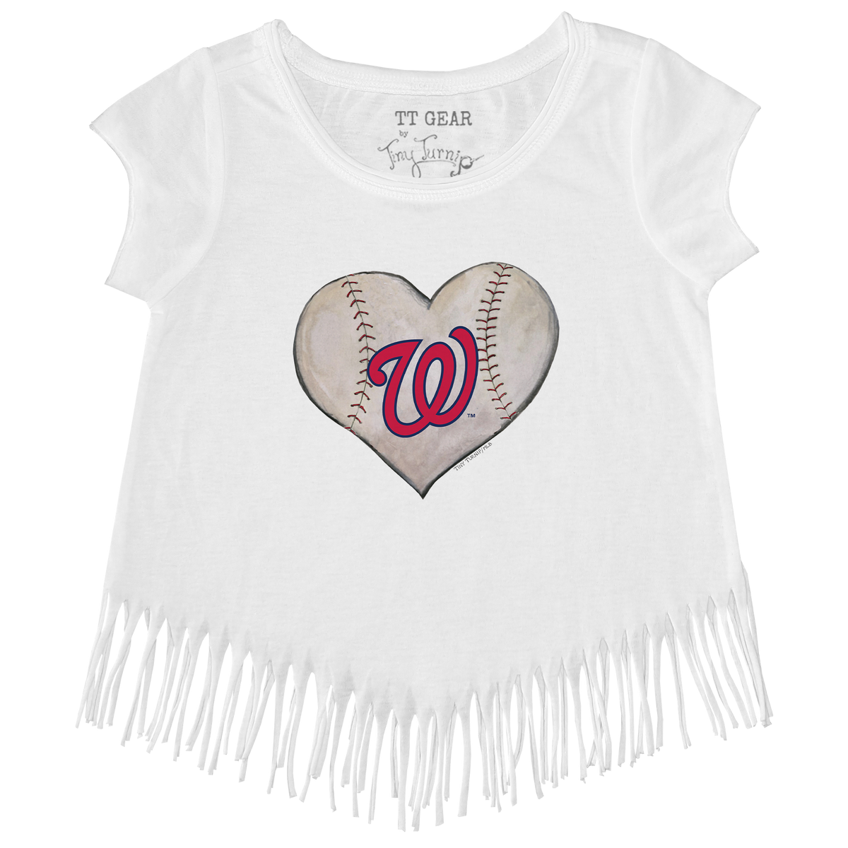 Washington Nationals Stitched Heart Fringe Tee - Tiny Turnip