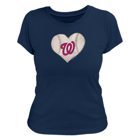 Washington Nationals Stitched Heart Women's Tee Shirt - Tiny Turnip