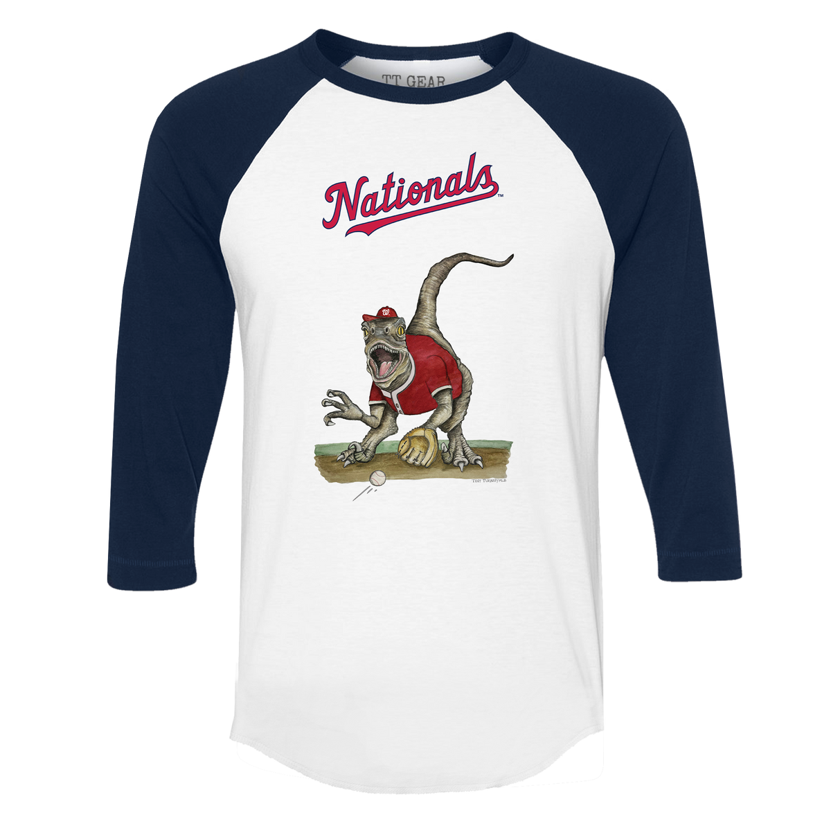 Washington Nationals Velociraptor 3/4 Navy Blue Sleeve Raglan