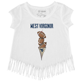 West Virginia Mountaineers Football Triple Scoop Fringe Tee