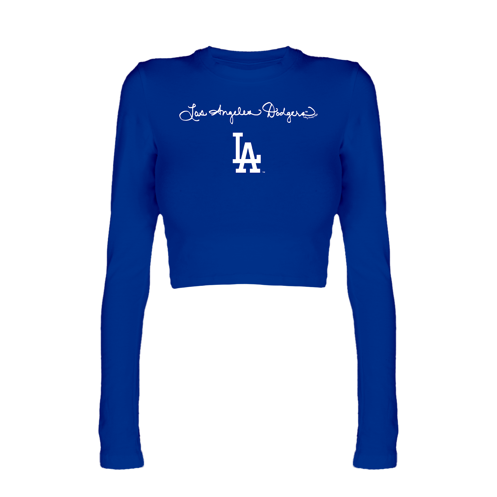 Los Angeles Dodgers Script Logo Candice Crop Long Sleeve