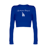 Los Angeles Dodgers Script Logo Candice Crop Long Sleeve
