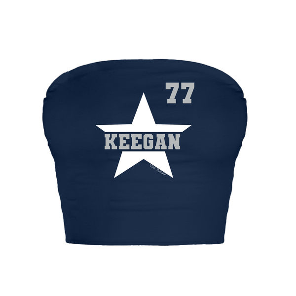 VIP Football: Star Name w/ Number - Crop Tube Top