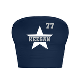 VIP Football: Star Name w/ Number - Crop Tube Top
