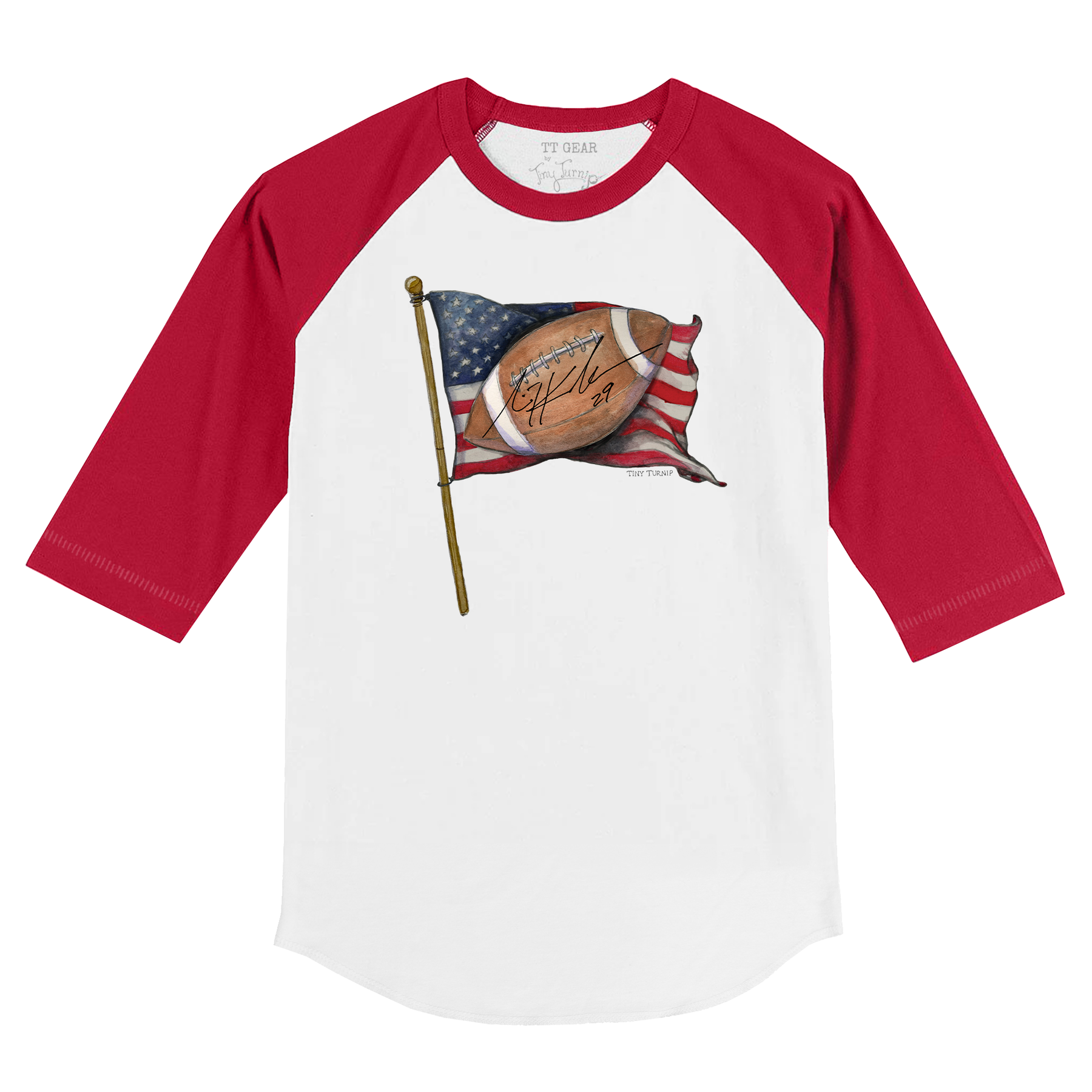VIP Football: Football Flag w/ Name, Number - 3/4 Sleeve Raglan