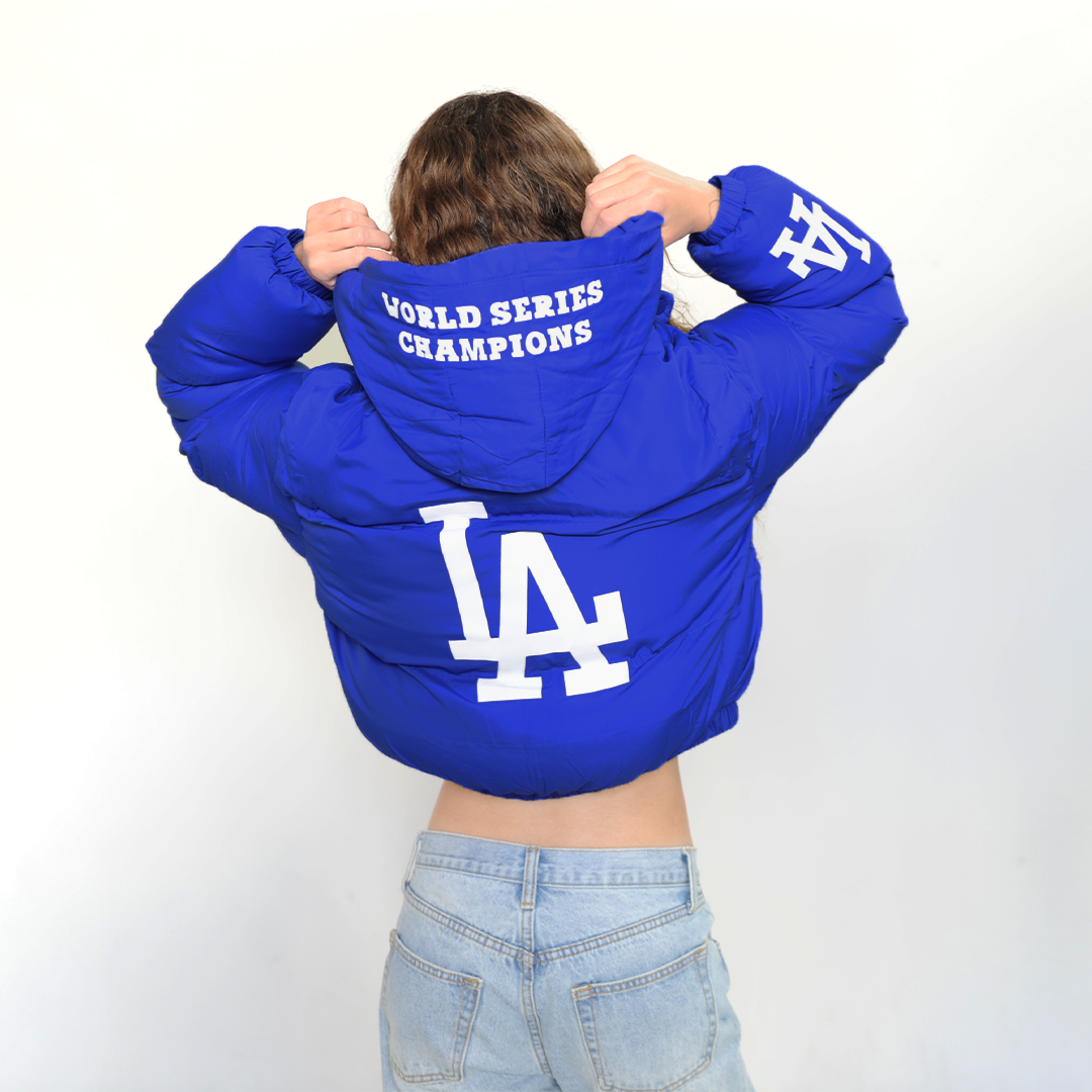 LA Dodgers Chelsea Freeman World Series Champs Blue Puffer Jacket