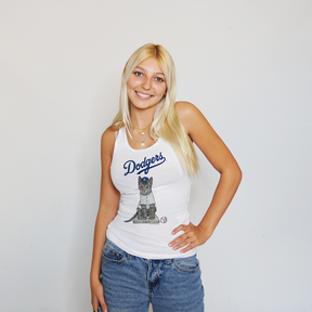 LA Dodgers Chelsea Freeman Champ the Cat Racerback Tank