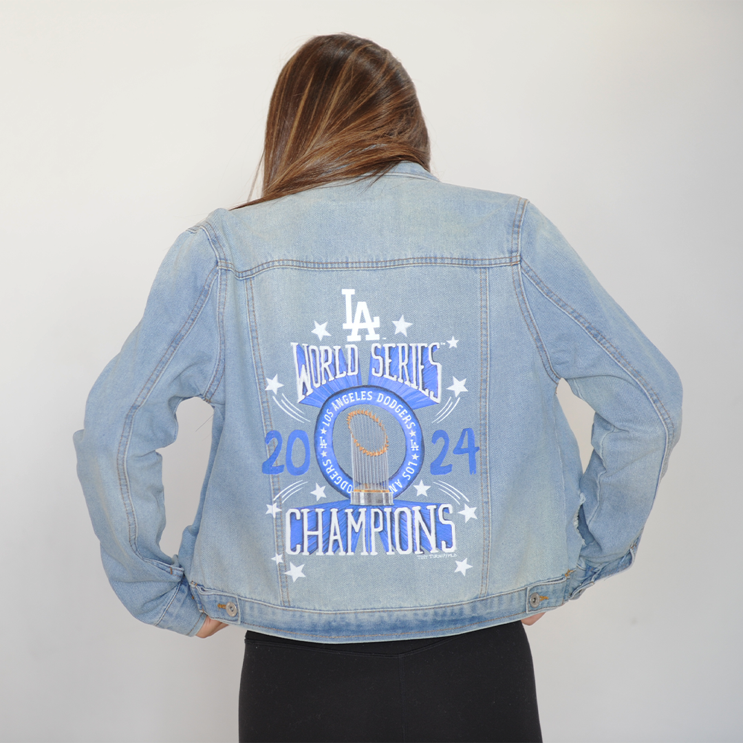 LA Dodgers World Series Fitted Distressed Denim Jacket