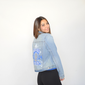 LA Dodgers World Series Fitted Distressed Denim Jacket