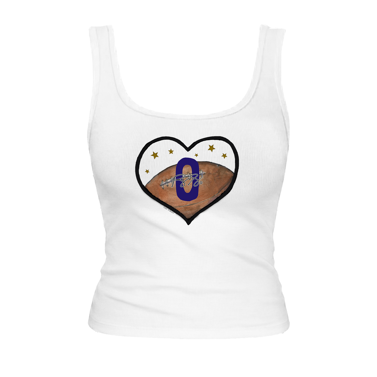 VIP Football: Heart w/ Signature, Number - Emmy Tank