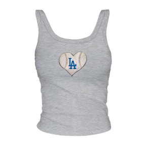 Los Angeles Dodgers Stitched Heart Ribbed Tank - Tiny Turnip