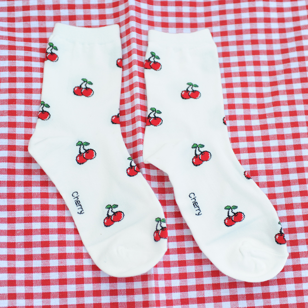 Cherry White Socks