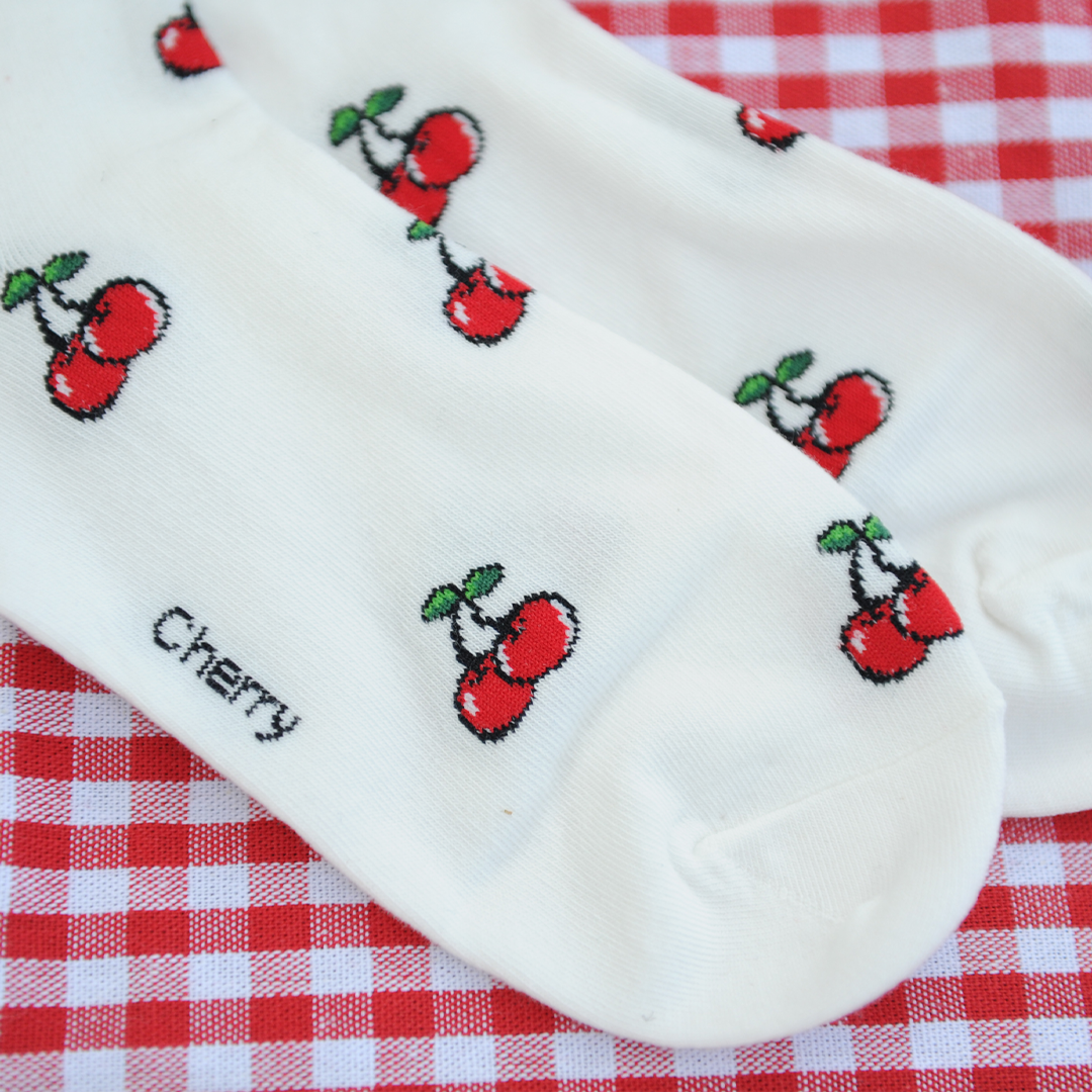 Cherry White Socks