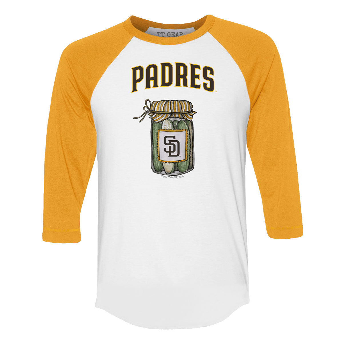 San Diego Padres Pickle Jar 3/4 Gold Sleeve Raglan