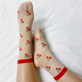 Cherry Sheer Socks