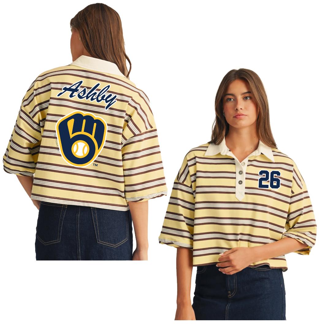 VIP Milwaukee Brewers Oversized Stripe Top