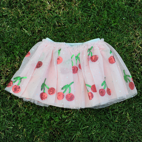 Sequin Cherry Tulle Skirt