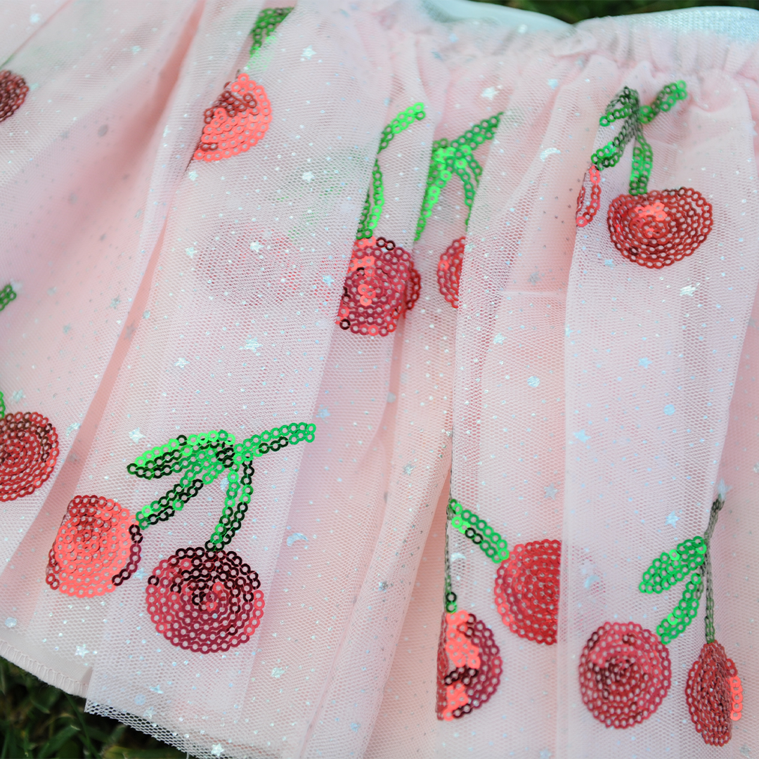 Sequin Cherry Tulle Skirt