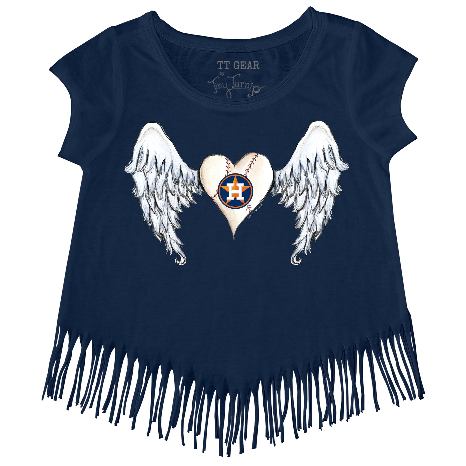 Youth Houston Astros Tiny Turnip White/Navy Baseball Pow 3/4-Sleeve Raglan  T-Shirt